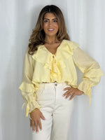 Ruffle V-Neck Long Sleeve Blouse (2 Colours)